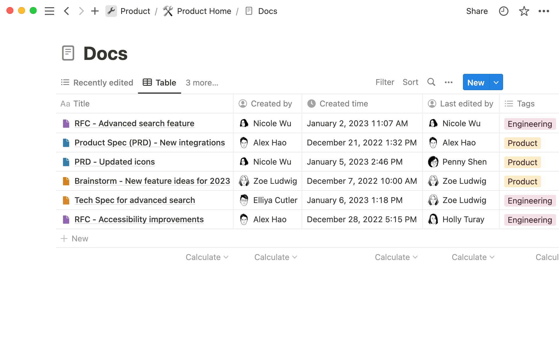 Create a customized docs database adapted to how your product team works.