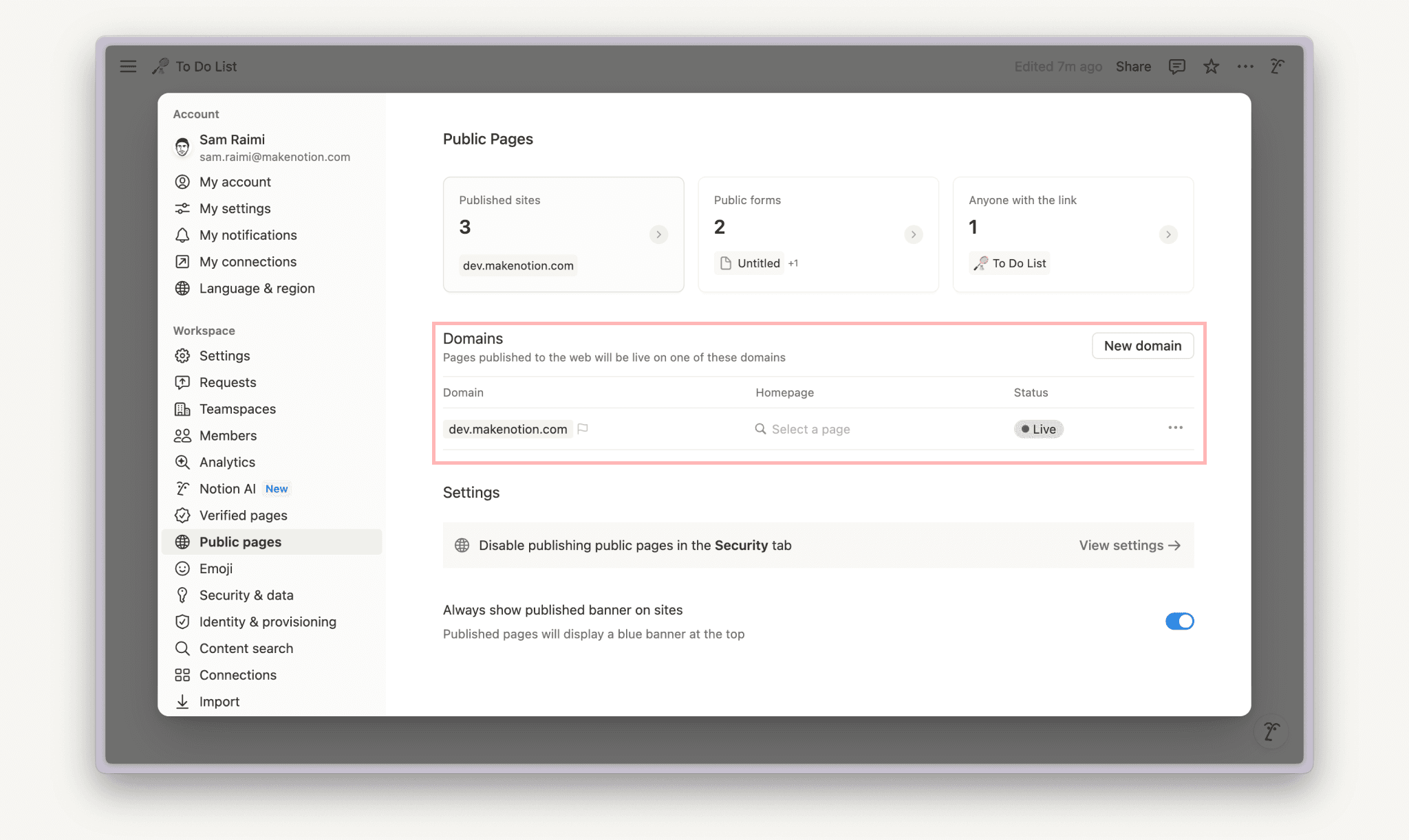 HC: Manage domains