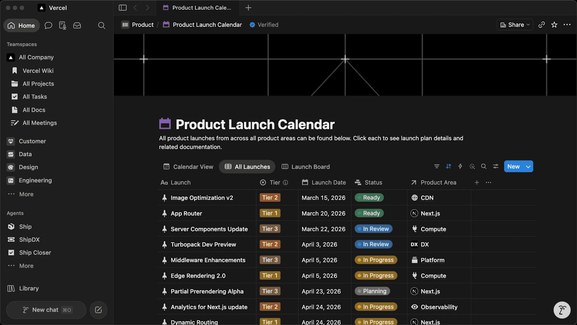 Vercel's Product Launch Calendar