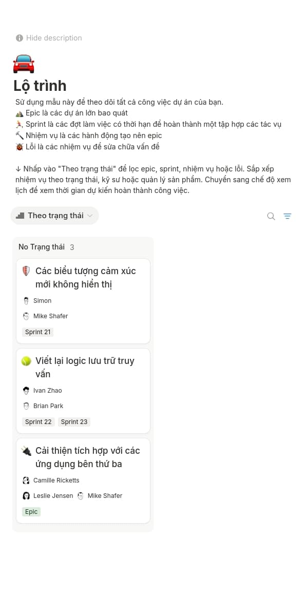 Ảnh chụp màn hình ứng dụng di động Notion