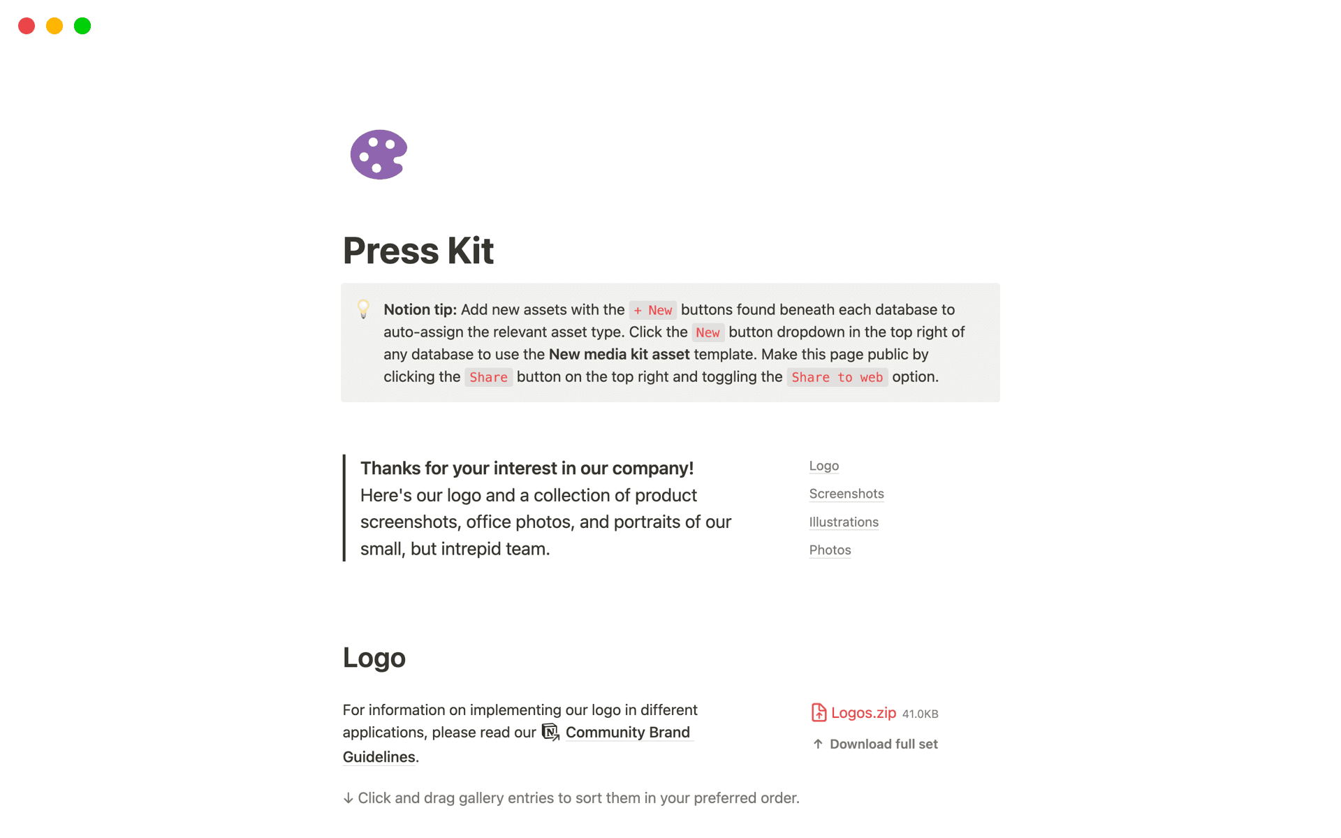 Kokoelman top-6-public-relations-kit-templates-in-notion kuva