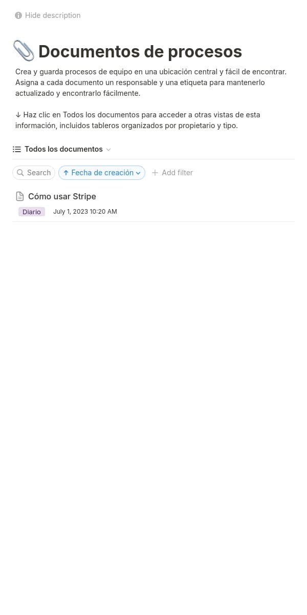 Una captura de pantalla de la aplicación móvil de Notion